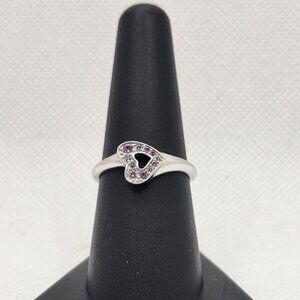 Sterling Silver‎ Heart Ring With Pink Stones (NWOT)